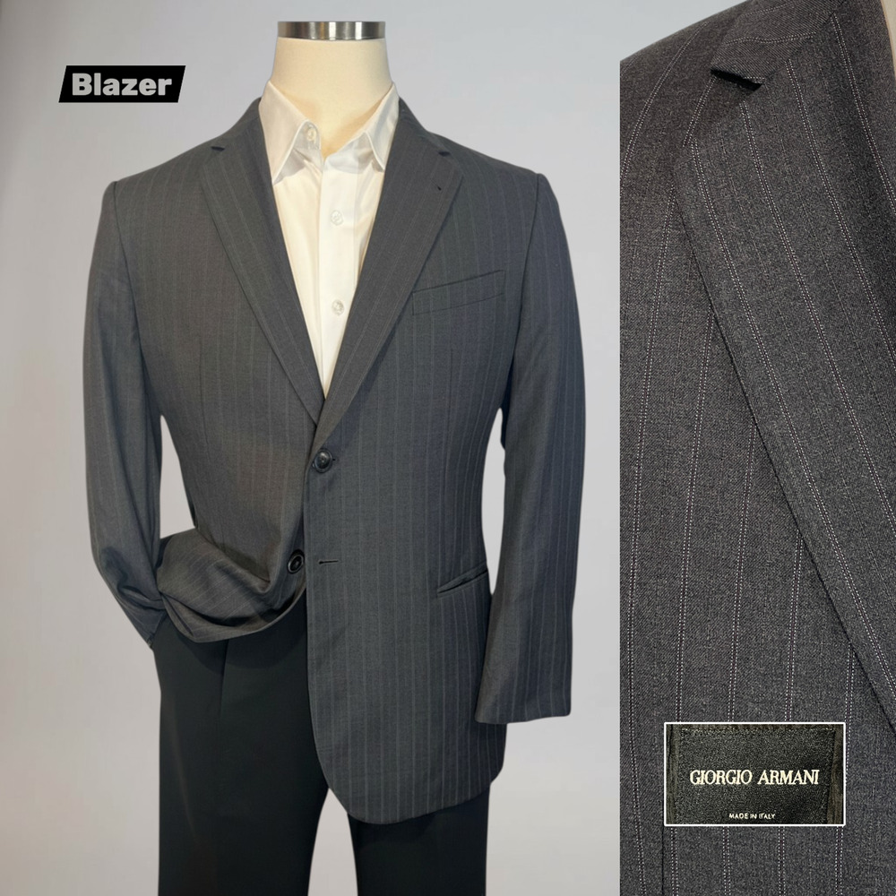 Giorgio Armani 42R Gray with Purple Stripe Designer Blazer Suit Jacket Italy